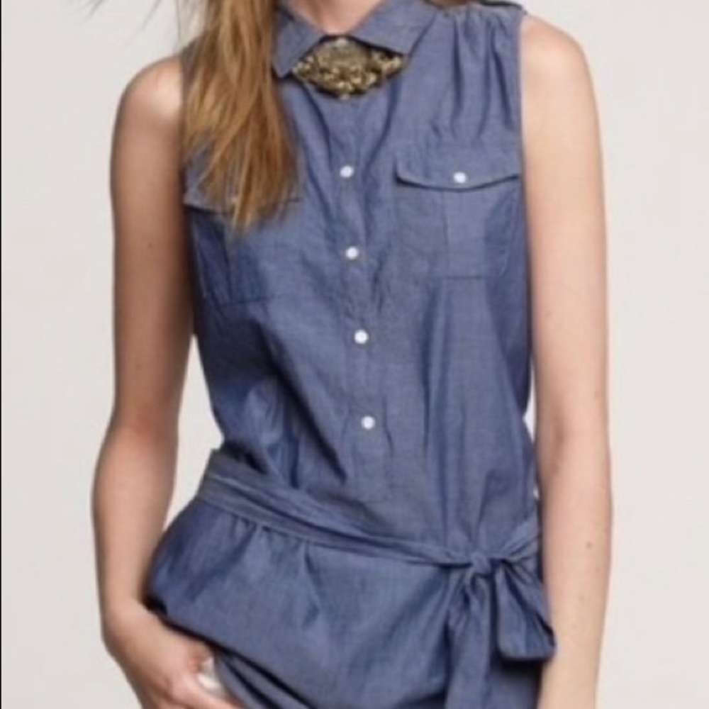J. Crew Chambray Military Style Sleeveless Tunic S